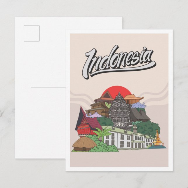 Cartão Postal Viagem Indonésia (Frente/Verso)