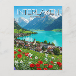 Cartão Postal Viagem Interlaken Suíça Primavera