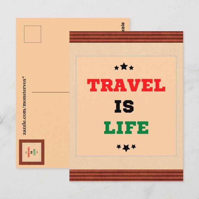 Cartão postal Viagem Is Life (Frente/Verso)
