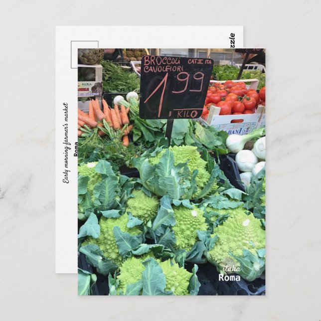 Cartão Postal Viagem | Itália - Roma, Mercado de Produtores (Frente/Verso)
