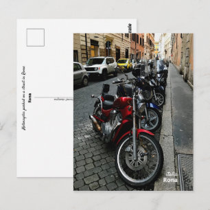 Cartão Postal Viagem   Itália - Roma, Motociclos estacionados