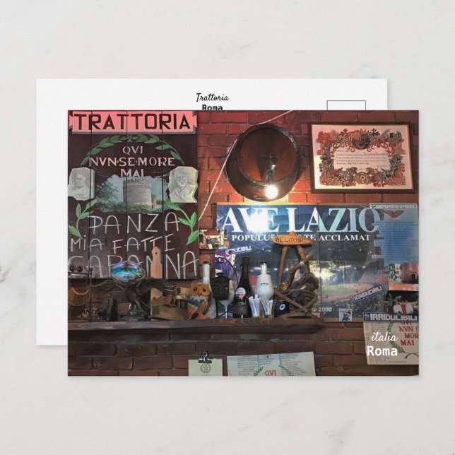 Cartão Postal Viagem | Itália - Roma Trattoria (Frente/Verso)