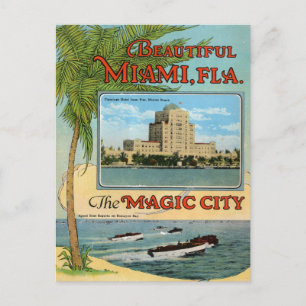 Cartão Postal Viagem Mágica Cidade de Miami Flórida Antiga