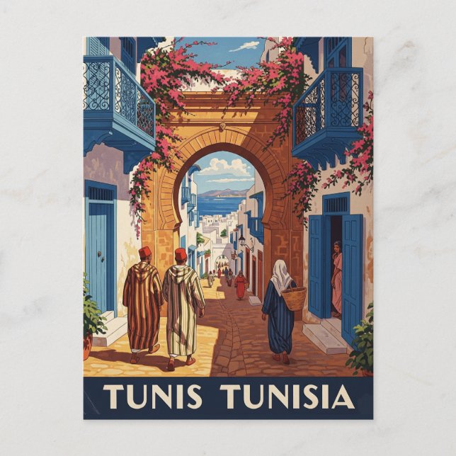 Cartão postal Viagem Medina Tunis Tunísia (Frente)