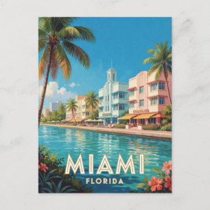 Cartão Postal Viagem Miami Flórida Art Deco