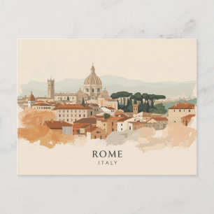 Cartão Postal Viagem Minimalista Boho em Roma, Itália