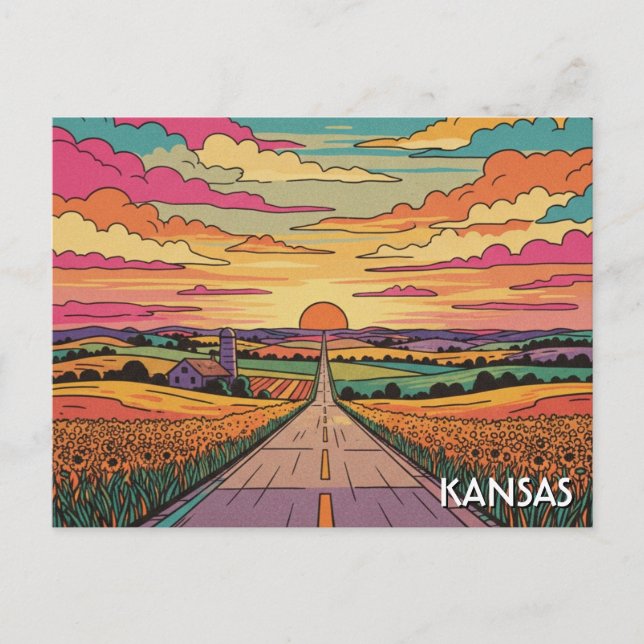 Cartão Postal Viagem no Kansas (Frente)
