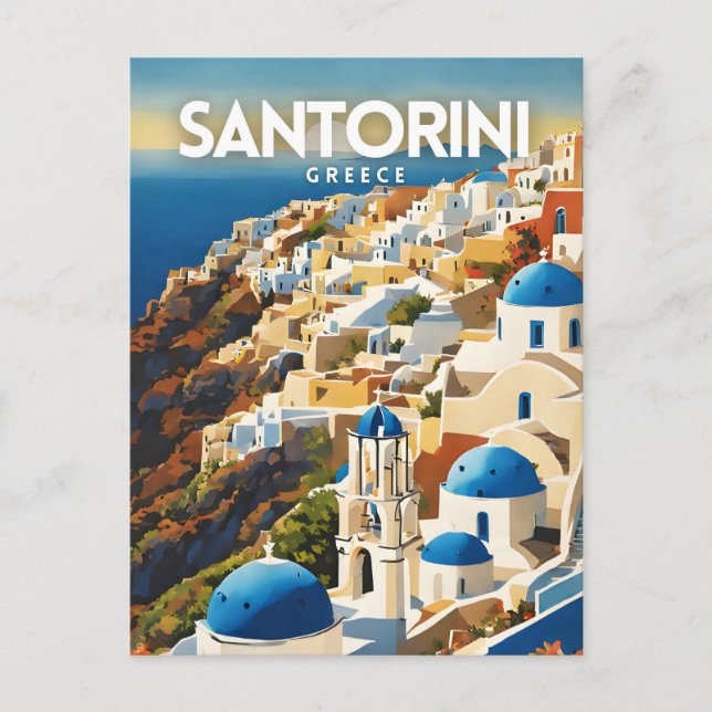 Cartão Postal Viagem Nostálgica da Grécia Santorini (Frente)
