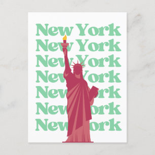 Cartão Postal Viagem NYC Verde Rosa Nova Iorque