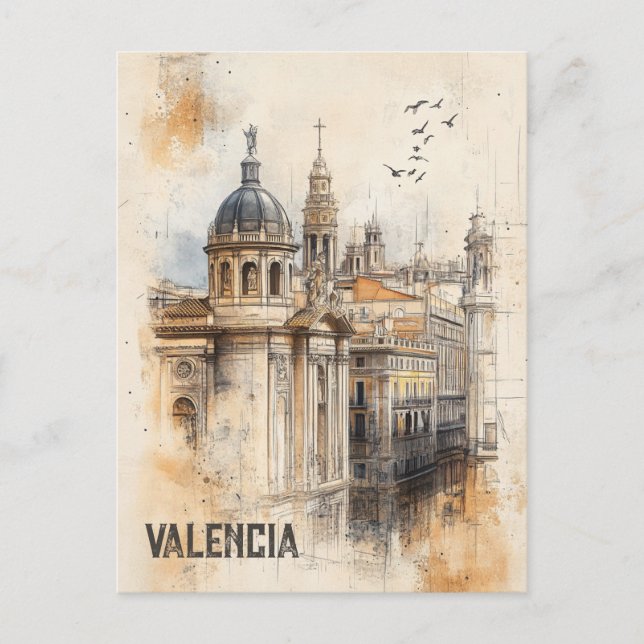 Cartão Postal Viagem para a Espanha de Valencia (Frente)