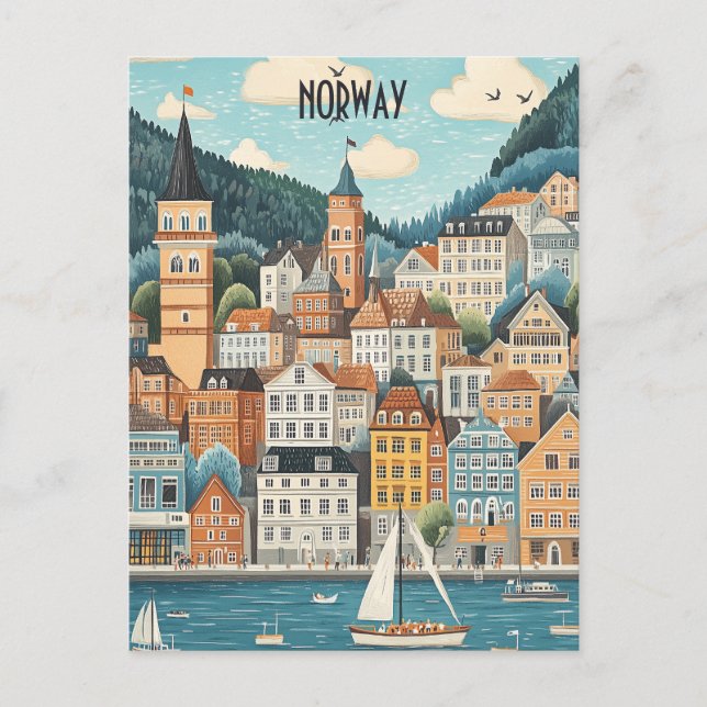Cartão Postal Viagem para a Noruega (Frente)