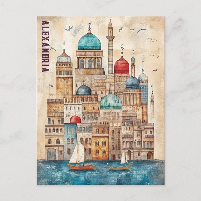 Cartão Postal Viagem para Alexandria Egito (Frente)