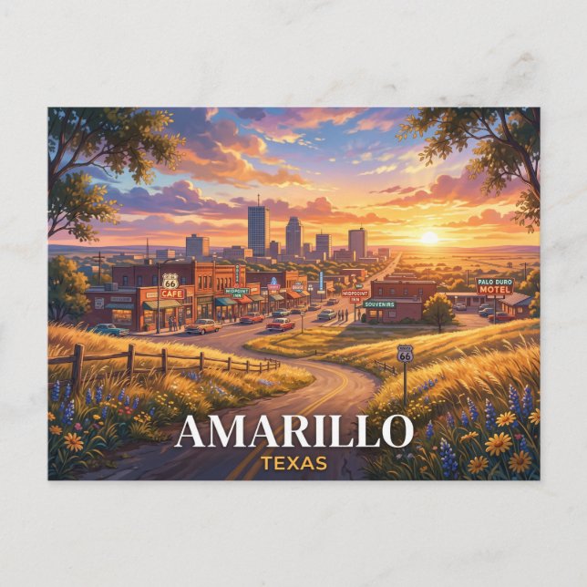 Cartão Postal Viagem para Amarillo Texas (Frente)