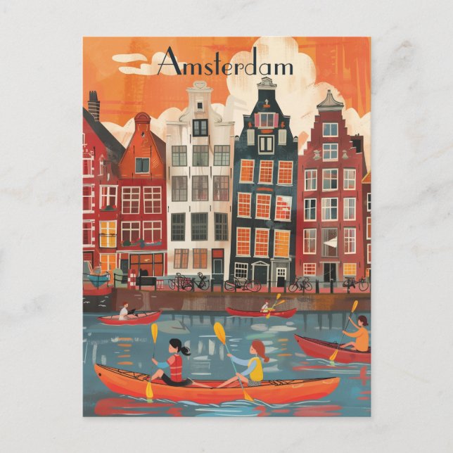 Cartão Postal Viagem para Amsterdã (Frente)