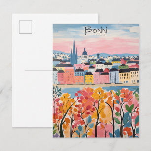 Cartão Postal Viagem para Bonn Alemanha Pintura da Cidade Estéti