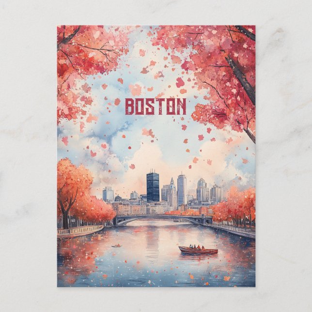 Cartão Postal Viagem para Boston EUA (Frente)