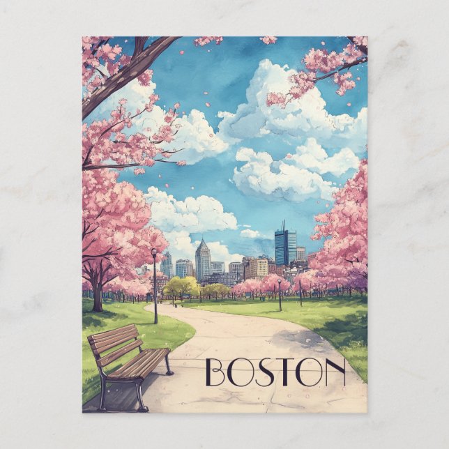 Cartão Postal Viagem para Boston Massachusetts (Frente)