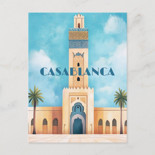 Cartão Postal Viagem para Casablanca Marrocos (Frente)