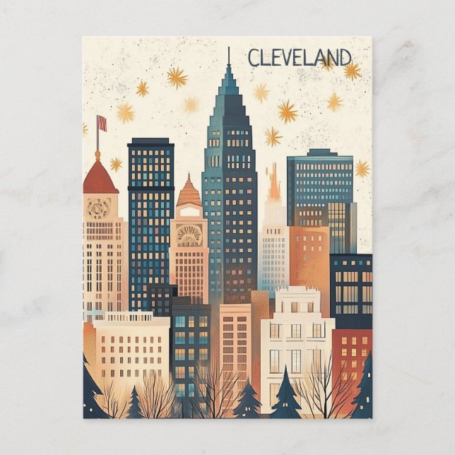 Cartão Postal Viagem para Cleveland Ohio (Frente)