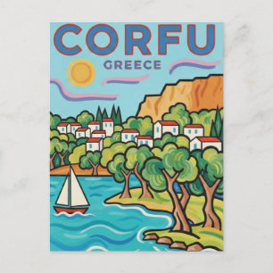Cartão Postal Viagem para Corfu Grécia