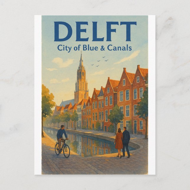 Cartão Postal Viagem para Delft, Holanda (Frente)