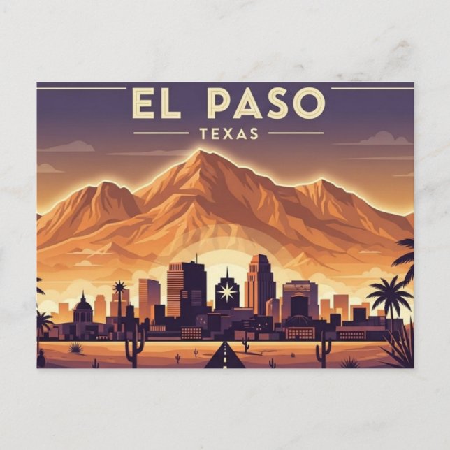 Cartão Postal Viagem para El Paso Texas (Frente)