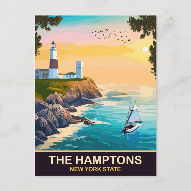 Cartão Postal Viagem para Hamptons (Frente)