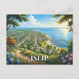 Cartão Postal Viagem para Islip Nova York