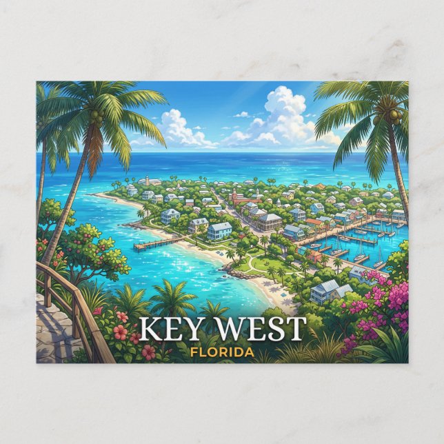 Cartão Postal Viagem para Key West Flórida (Frente)