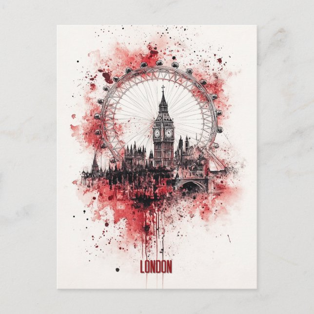 Cartão Postal Viagem para Londres Inglaterra (Frente)