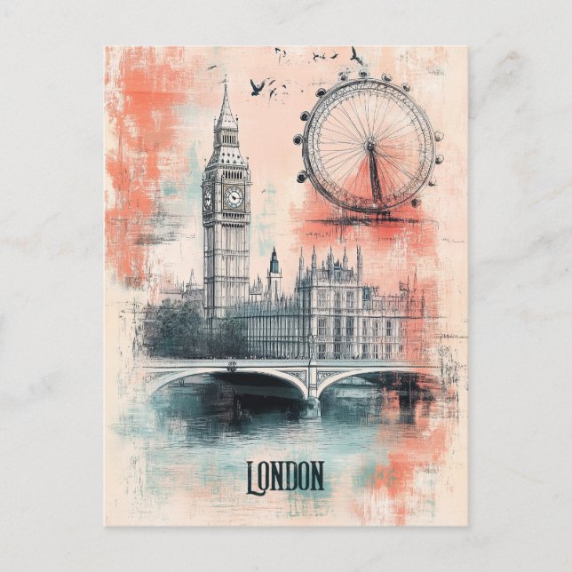 Cartão Postal Viagem para Londres Reino Unido (Frente)