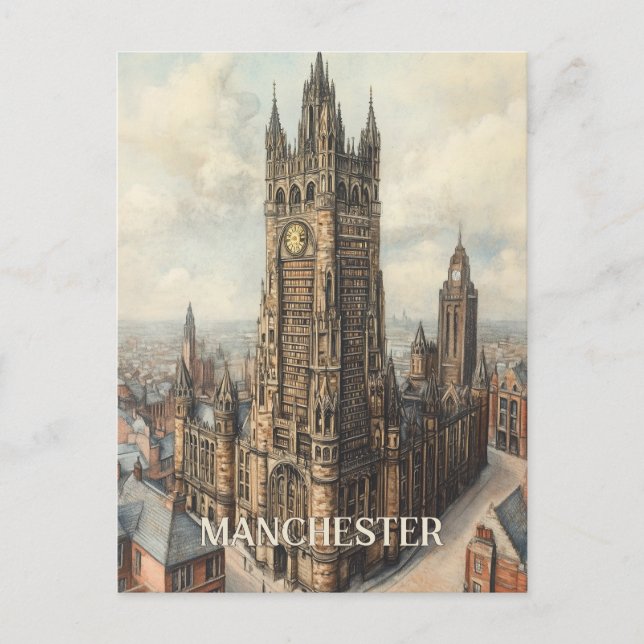 Cartão Postal Viagem para Manchester Reino Unido (Frente)