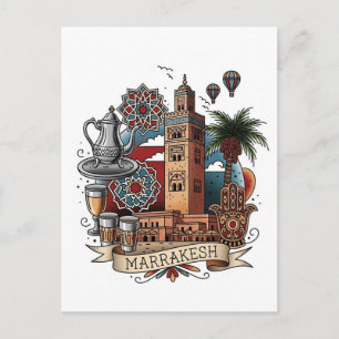 Cartão Postal Viagem para Marraquexe Marrocos