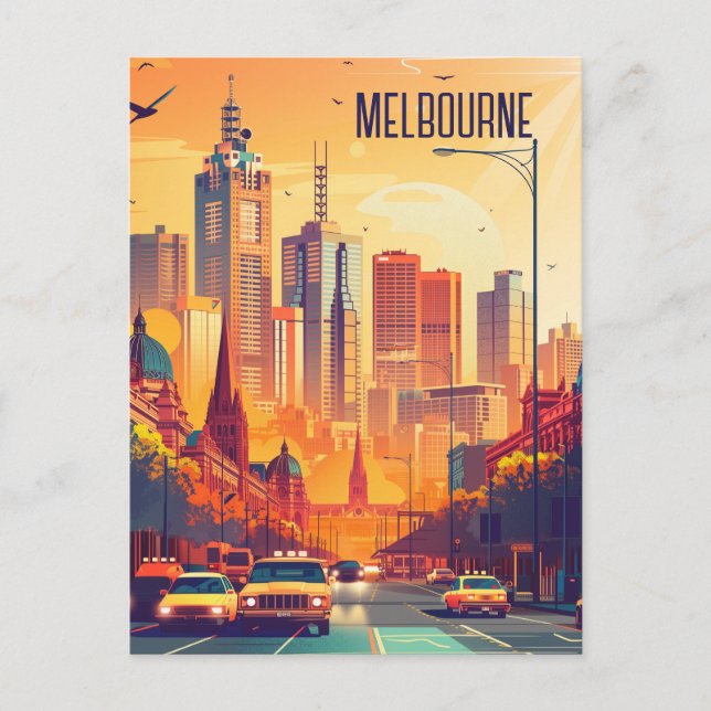 Cartão Postal Viagem para Melbourne (Frente)