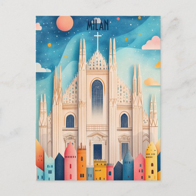 Cartão Postal Viagem para Milão Itália (Frente)