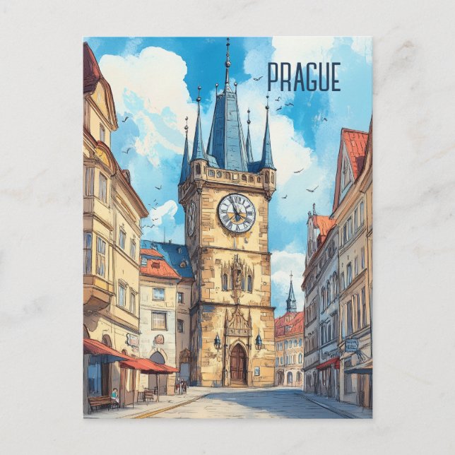 Cartão Postal Viagem para Praga Czechia (Frente)