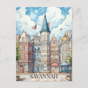 Cartão Postal Viagem para Savannah Georgia