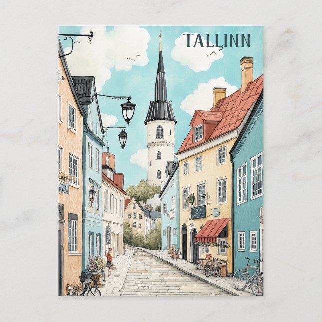 Cartão Postal Viagem para Tallinn Estônia (Frente)