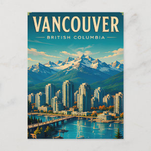 Cartão Postal 🏔️ Viagem para Vancouver Colúmbia Britânica Retro