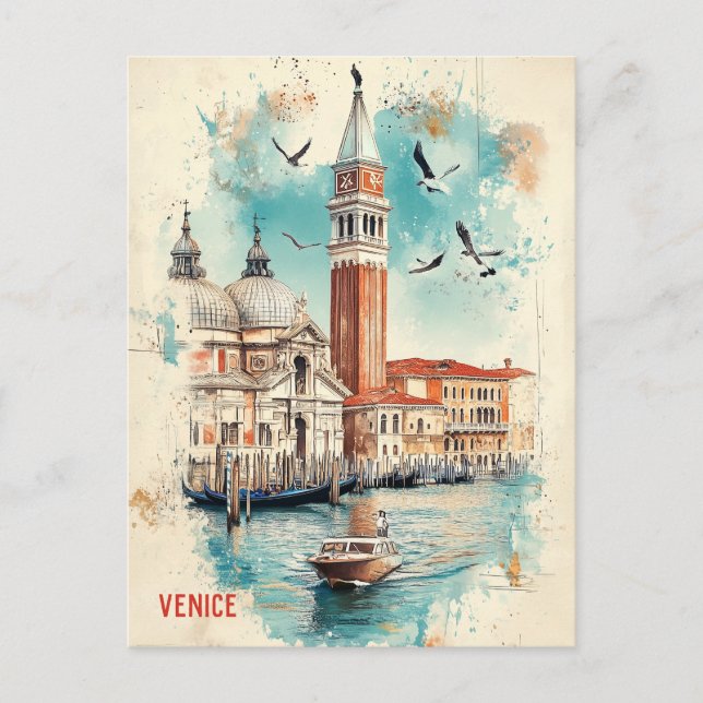 Cartão Postal Viagem para Veneza Itália (Frente)