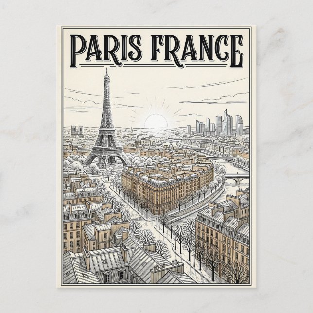 Cartão Postal Viagem Paris França  (Frente)