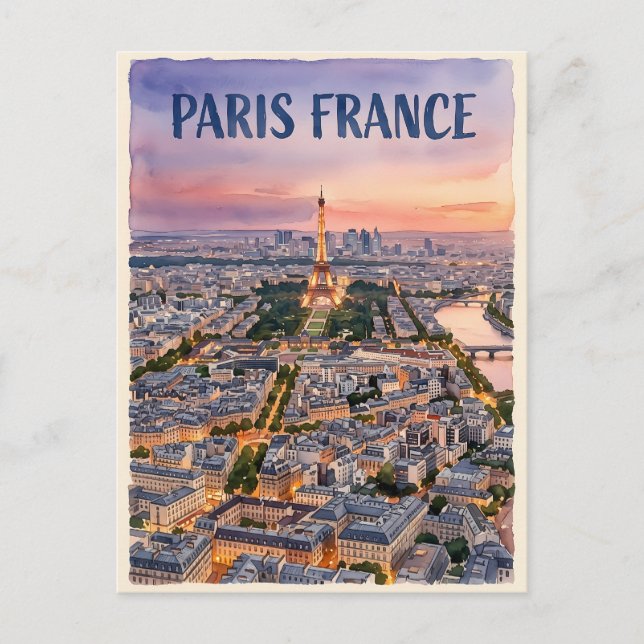 Cartão Postal Viagem Paris França  (Frente)