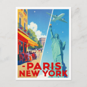 Cartão Postal Viagem Paris Nova York