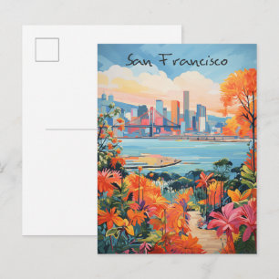 Cartão Postal Viagem pela cidade de São Francisco Pintura Estéti