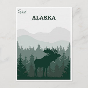 Cartão Postal Viagem pela Natureza Selvagem do Alasca Antiga