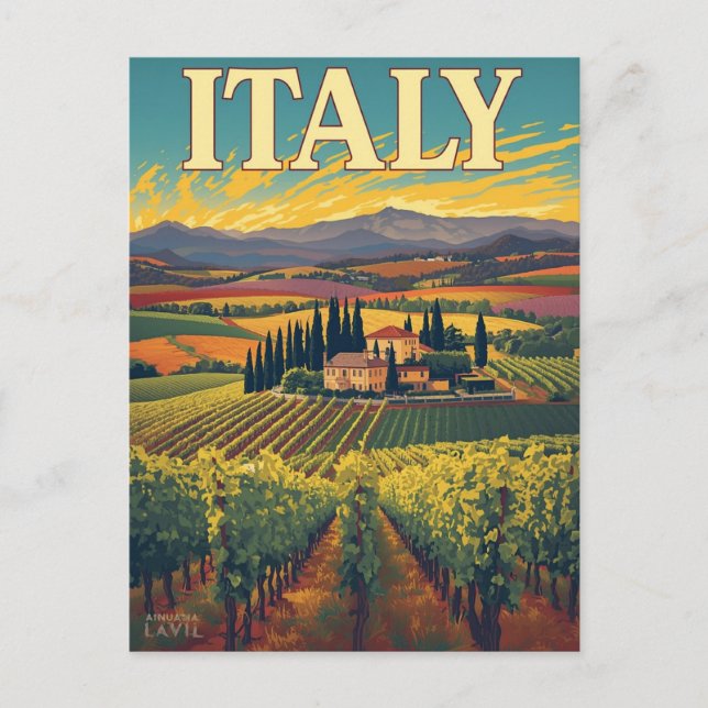 Cartão Postal Viagem pela Vinícola da Toscana (Frente)