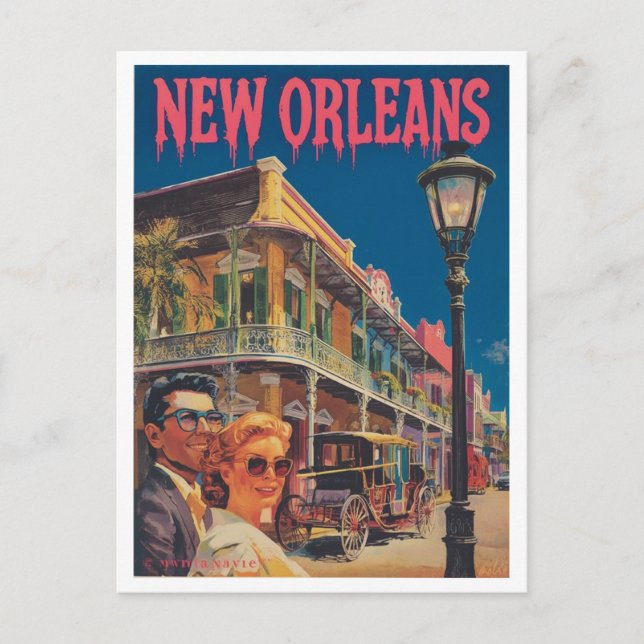 Cartão Postal Viagem pelo Antigo Bairro Francês de Nova Orleans (Frente)