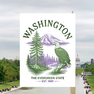 Cartão Postal Viagem pelo Estado Sempre Verde de Washington