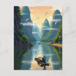 Cartão Postal Viagem pelo Rio Li em Guilin, China