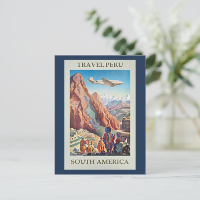 Cartão Postal Viagem Peru, poster vintage, (Em pé/Frente)